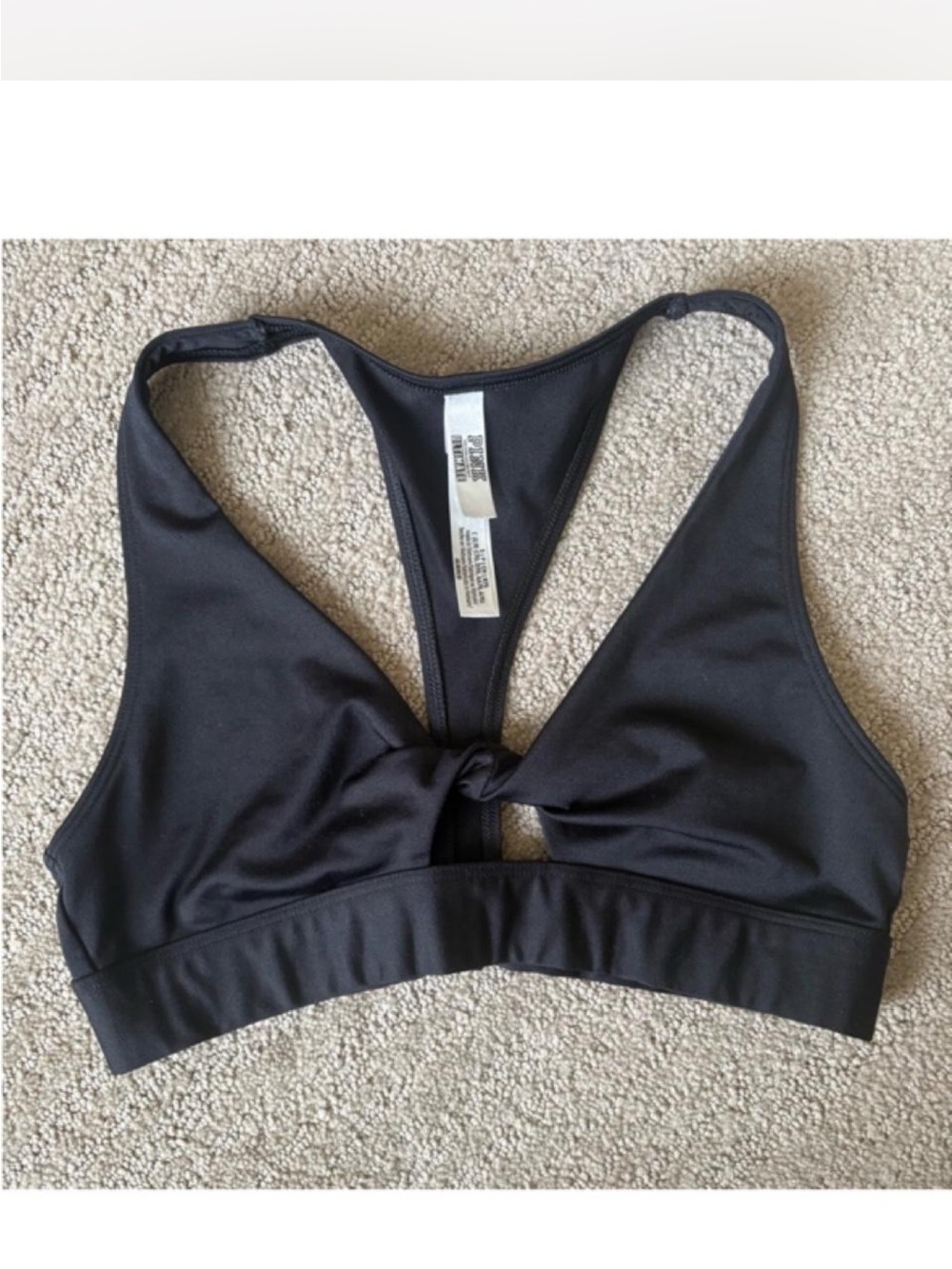 Pink -Black Knot-Front Racerback sports bra size small